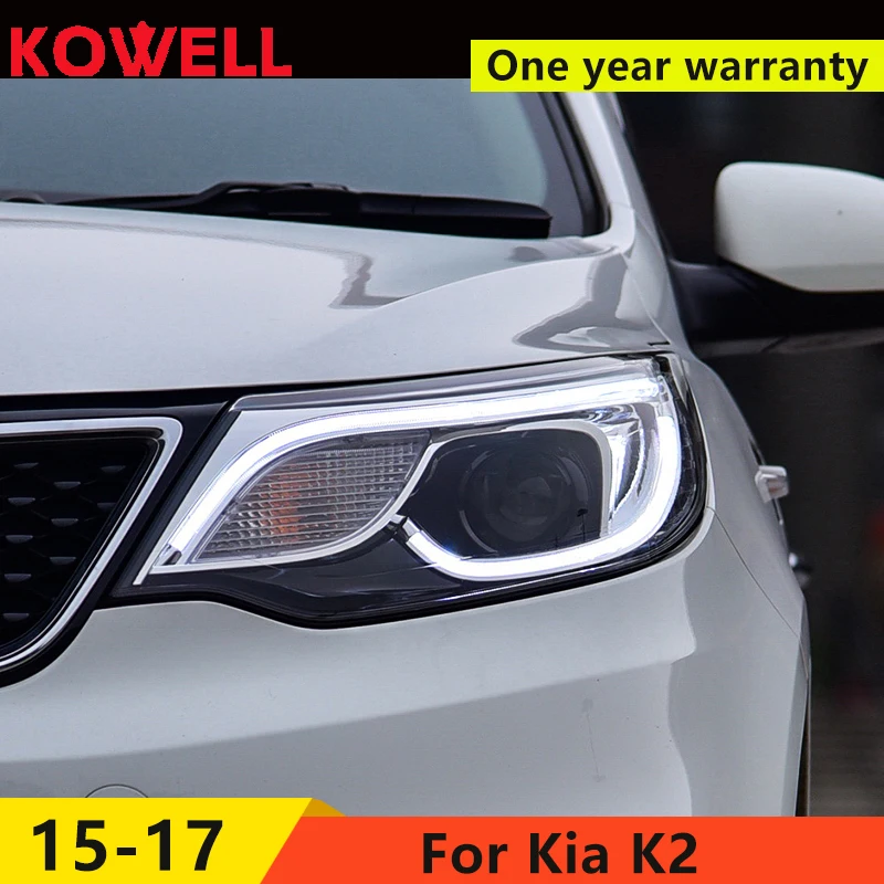 KOWELL автомобильный Стайлинг для Kia K2 фары- K2 Rio светодиодный фонарь светодиодный DRL Bi Xenon объектив дальнего света парковочная противотуманная фара
