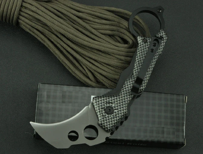 Karambit нож из углеродного волокна с узором DA46 складной для отдыха на природе EDC