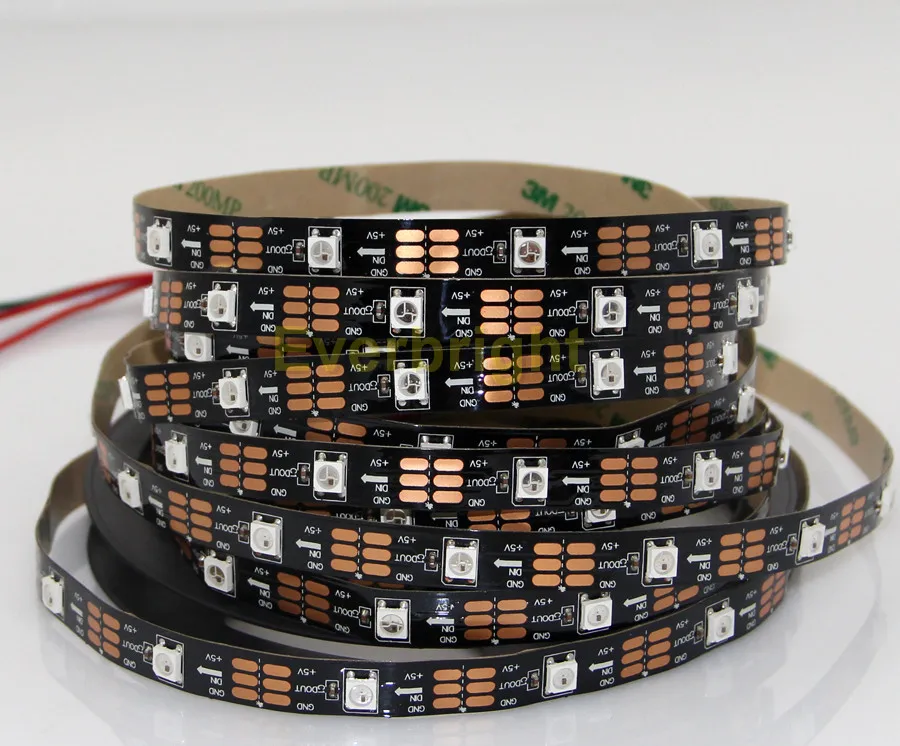 5 м черный/белый PCB 30 Pixel/M 150 светодиодов WS2812B WS2812 2812 IC 5050 RGB светодиодные пиксели