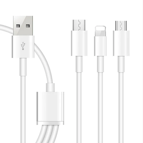 White ACCEZZ 3 в 1 USB кабель для iPhone X 7 зарядное устройство с микро usb type C 8Pin порт 3A Быстрая зарядка для Xiaomi huawei кабели - Цвет: White