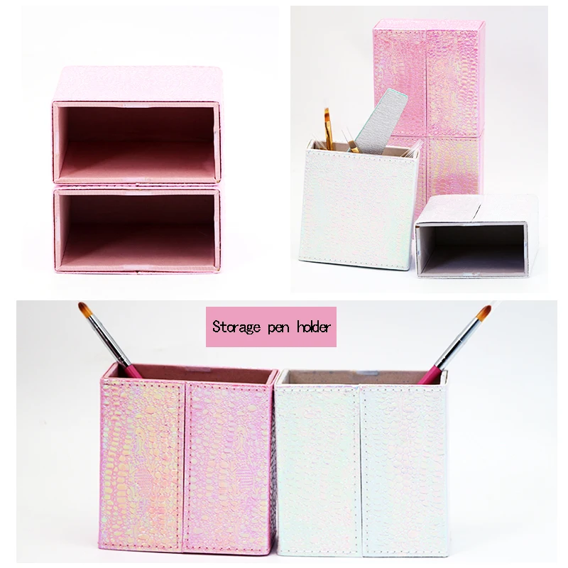 

ANGNYA 1Pcs Mermaid Fish Scale Nail Brush Holder Storage Case Bag Cosmetic Pen Organizer Makeup Manicure Nail Art Tool Accessory