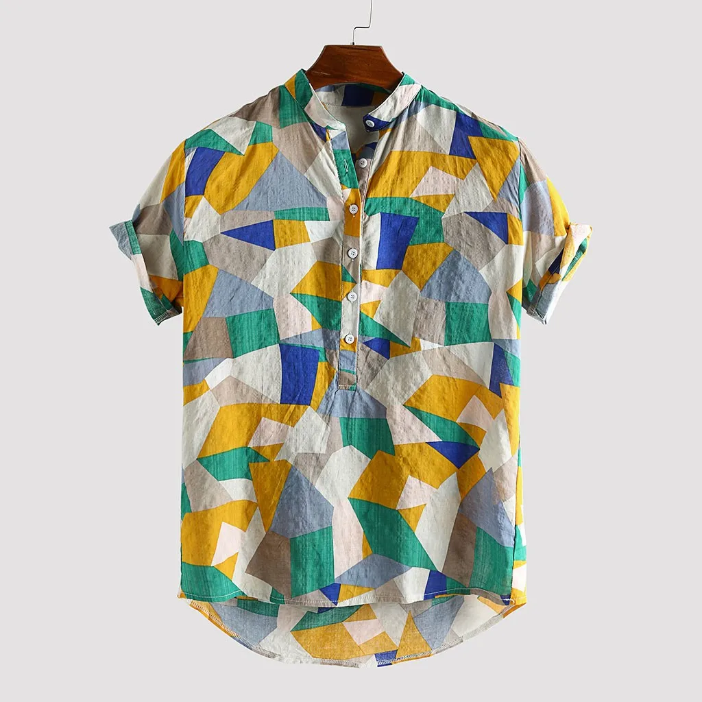 Мужская рубашка Camisa летняя с коротким рукавом мужская повседневная Свободная