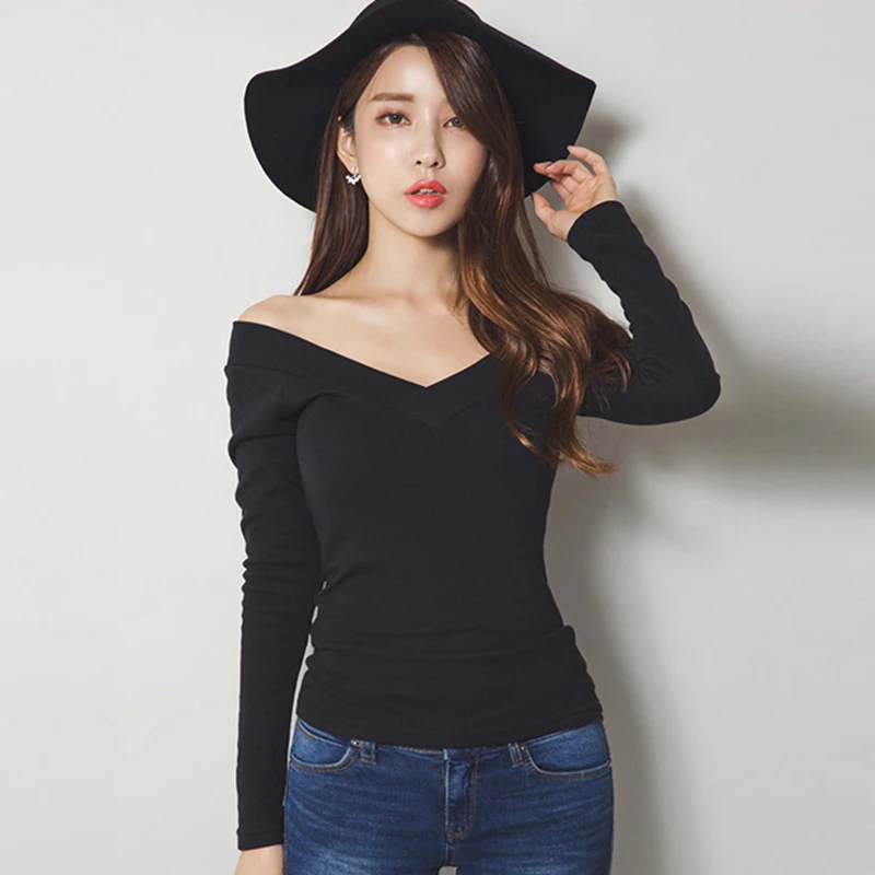 Женская блузка с длинным рукавом chemise белая хлопковая глубоким вырезом 2019|Блузки|