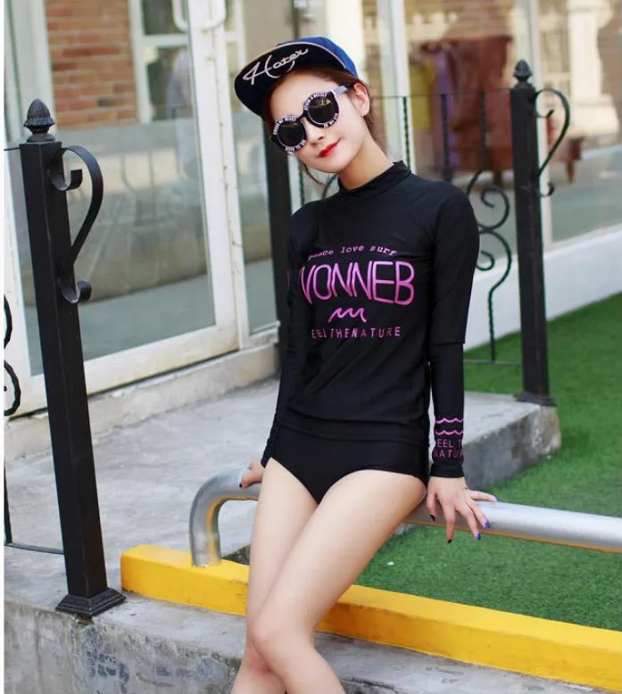 Сыпь охраны женщины серфинга Rashguard купальник с длинным рукавом купальники серфинг для женщин Biquini де Bain роковой рашгард купальник женский купальник юбка купальники женские купальник пуш ап бикини push up - Цвет: NNEB