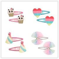 boutique ins 12 sets fashion cute glitter cupcake panda snap clips gradient party hat love heart bow barrettes princess headwear