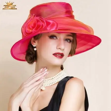 

Women Church Hats Women Dress Hats Derby Church Hats 100% Polyester Satin Ribbons Two Colors Available