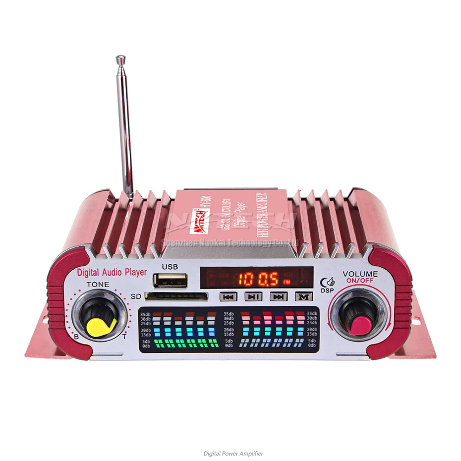 NKTECH HY-601 Автомобильный цифровой плеер аудио усилитель мощности 2x20 Вт Hi-Fi стерео fm-радио TF USB DVD MP3 ИК пульт дистанционного управления DSP звук