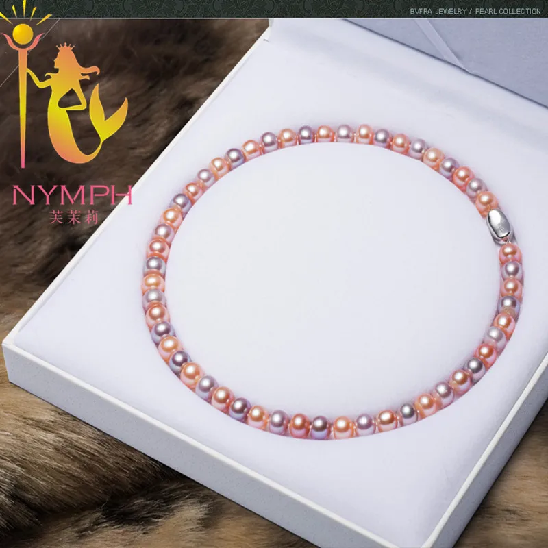 Ожерелье женское из натурального пресноводного жемчуга разных цветов X1003|fine