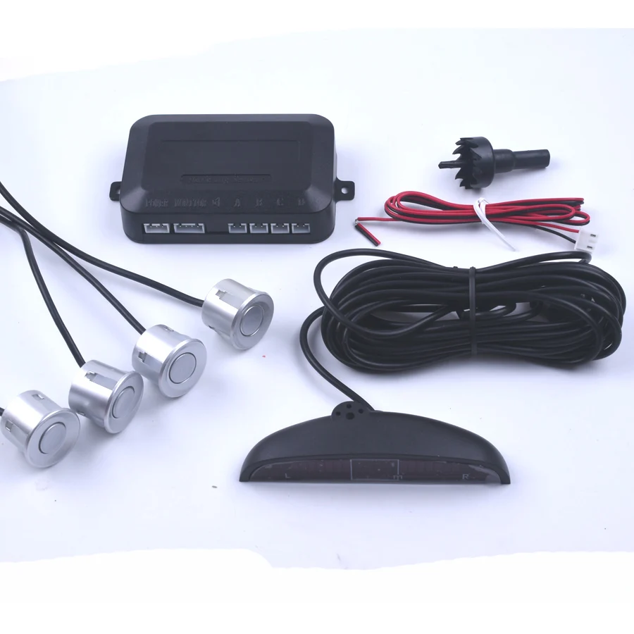 $73.50 Car LED Parking Sensor 4 kit Display Reverse Backup Radar Monitor System Assistance Universal 7 colors