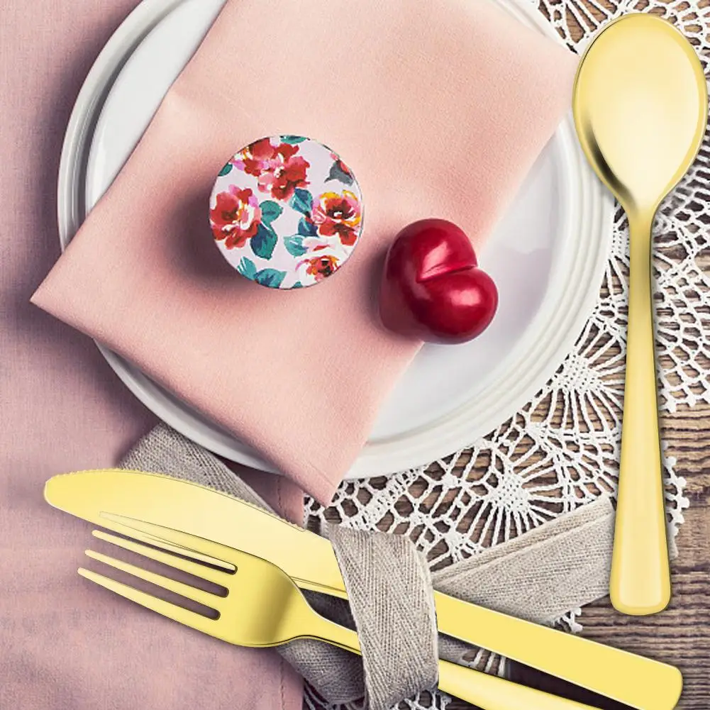 12 шт./упак. плоские золотые одноразовые столовые приборы западные Десертные