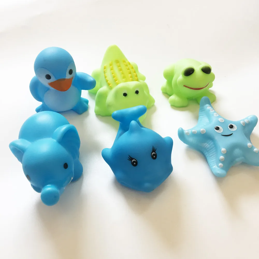 10 шт. Детские Игрушки для ванны Kawaii животные для купания красочные мягкие сжимающие звук скрипучий раннее образование игрушки для купания милые подарки