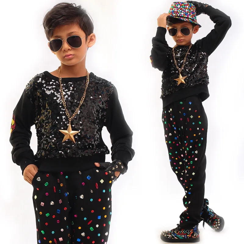 Костюм для мальчиков Джазовый танцевальный костюм рубашка с длинными рукавами и