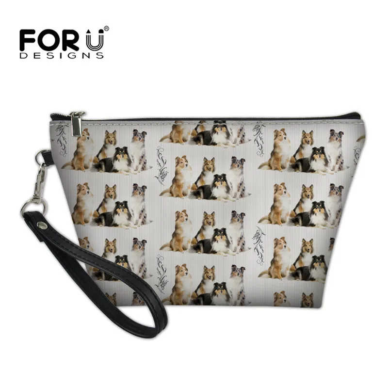 FORUDESIGNS/женские сумочки Mujer Sheltie с принтом, женские сумочки на молнии, маленькая косметичка, сумочка для туалетных принадлежностей
