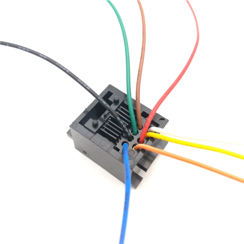 100 шт./лот 8 контактов RJ45 PCB тип крепления RJ11 8P8C модульные телефонные адаптеры разъемы Jack с кабелем 641D-8P8C длина 150 мм