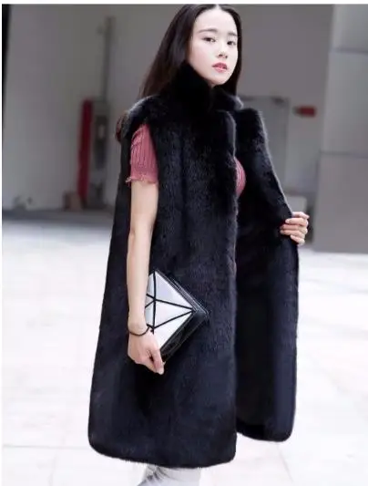 Новинка 2019 зимняя женская куртка из искусственного меха жилет меховые жилетки