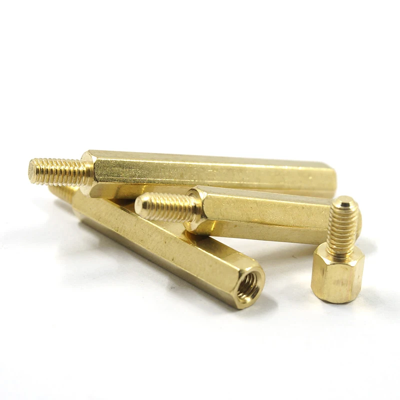 luhuichang 30Pcs M3*L+6mm Hex Head Brass Spacer Nut Copper Insert Threaded Pillar PCB Computer Motherboard Female Male Standoff