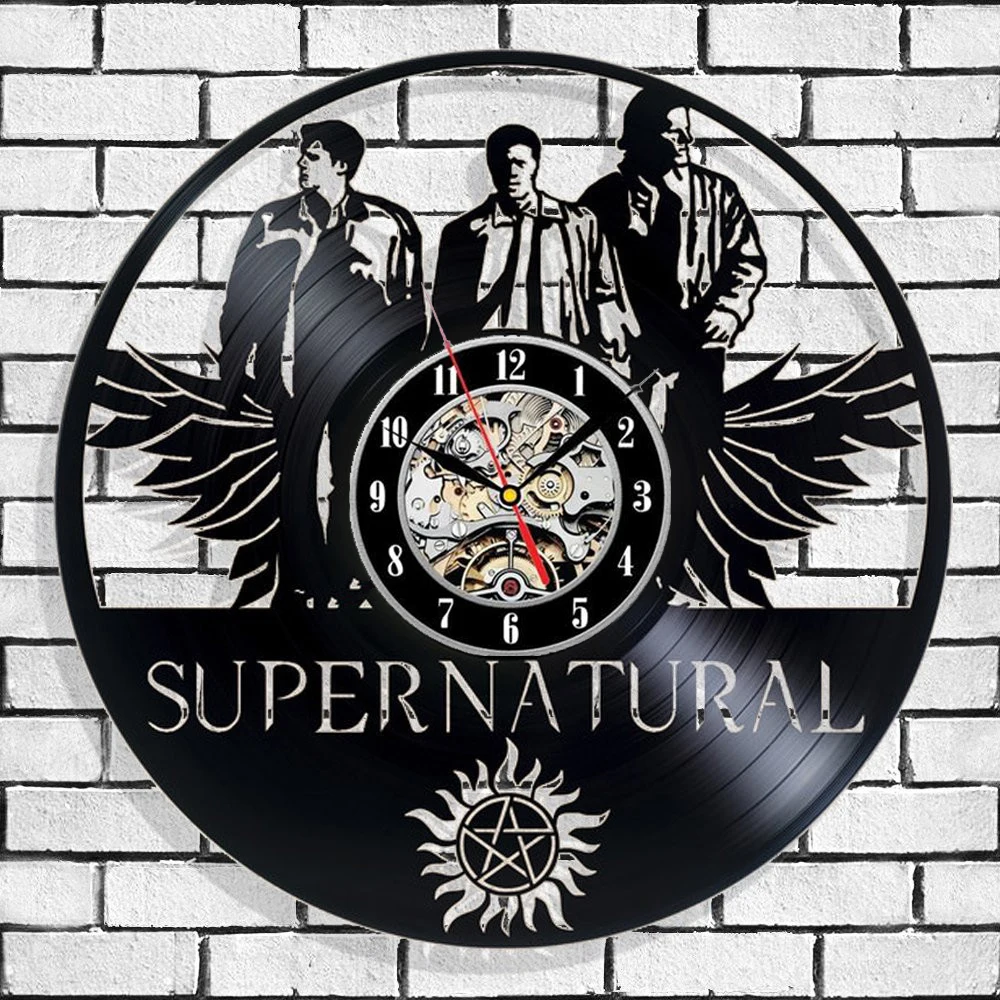 Supernatural Vinyl Record Wall Clock Decor Fan Art Decoration Modern Vintage Home Duvar Saati | Дом и сад