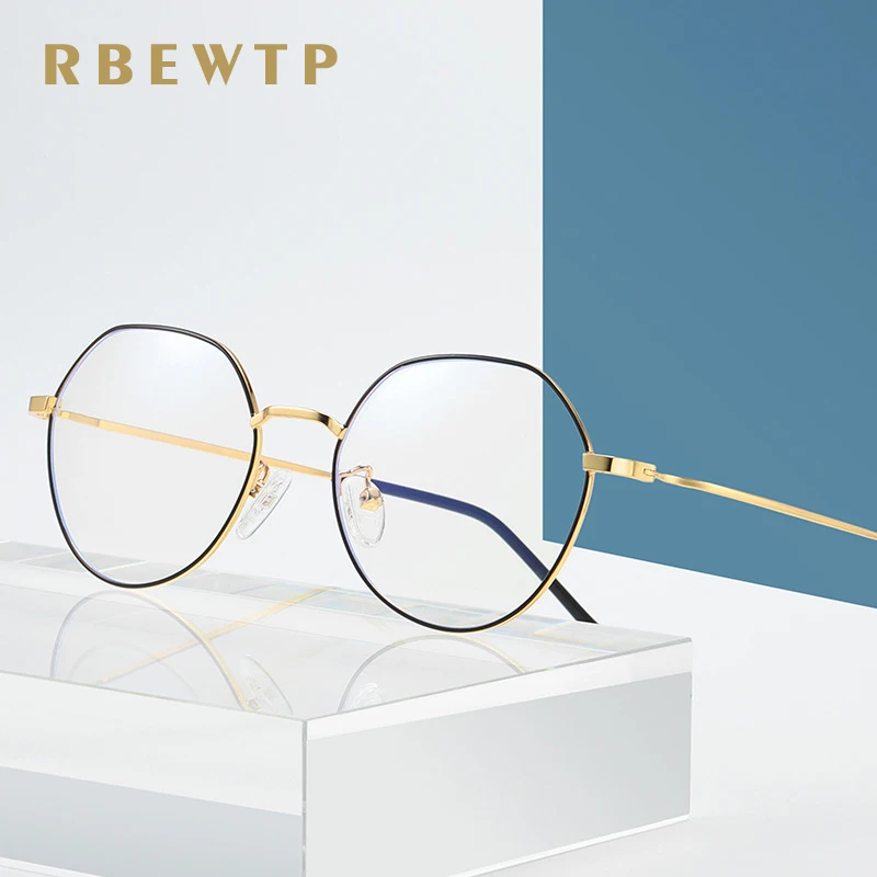 RBEWTP розовая Золотая оправа анти синий свет блокирующие очки светодиодные
