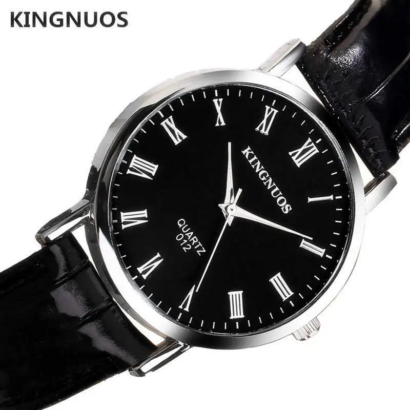 Часы наручные KINGNUOS Мужские кварцевые люксовые брендовые с кожаным ремешком