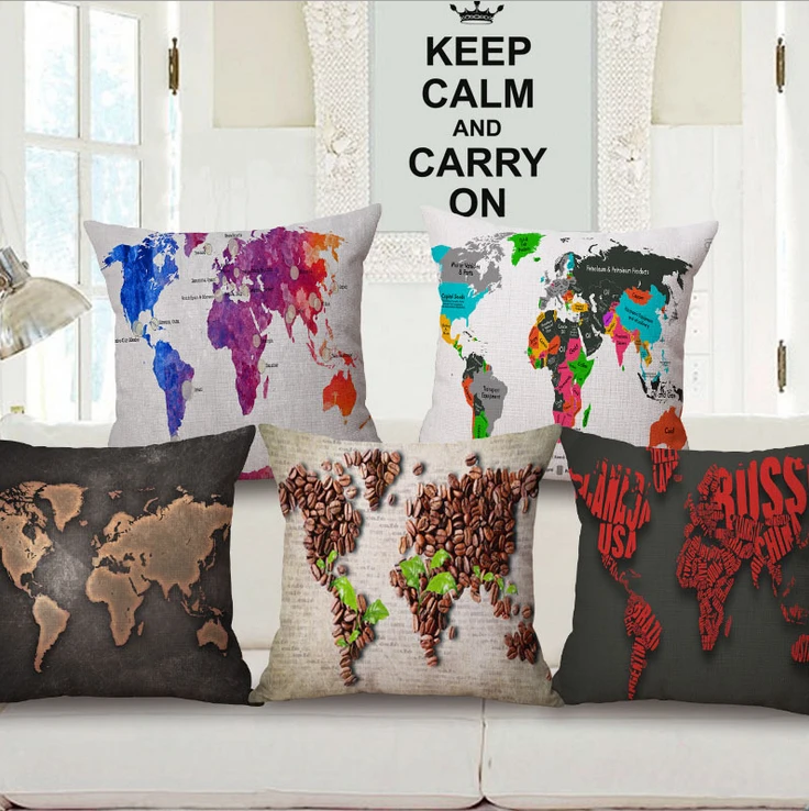 Домашний декор кровати красочная карта ручная Автомобильная подушка для дивана