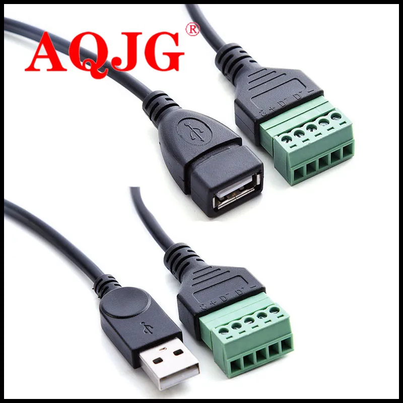 

30cm USB 2.0 male female solderless plug For computer TV data transmission charging extension 5P terminal extension cable