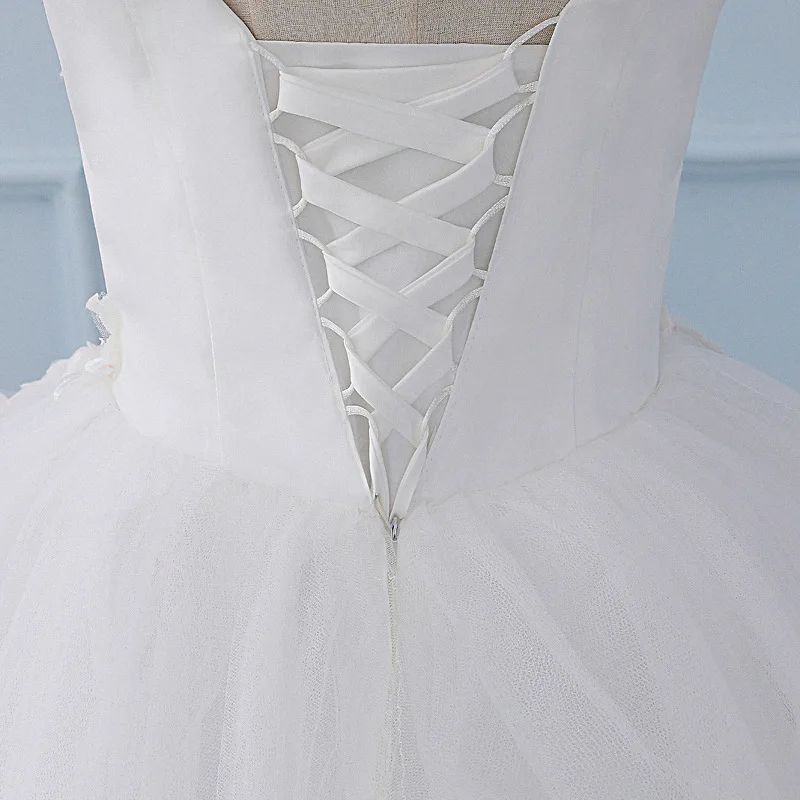 Sheer Garden Wedding Dresses 2019 Tulle Applique Vestidos De Novia White Bride Gown Lace Up Back Custom Made | Свадьбы и торжества