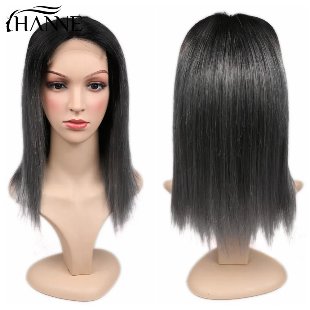 HANNE 4*4 парики из натуральных волос с темными корнями# 1B/серый для женщин, парики для косплея без клея, серый Омбре 150% Remy