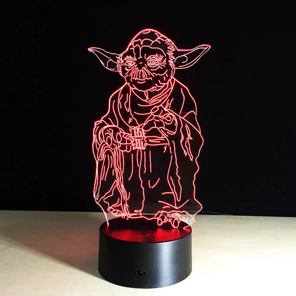 Настольная лампа Master Yoda 3D с дистанционным управлением светодиодный