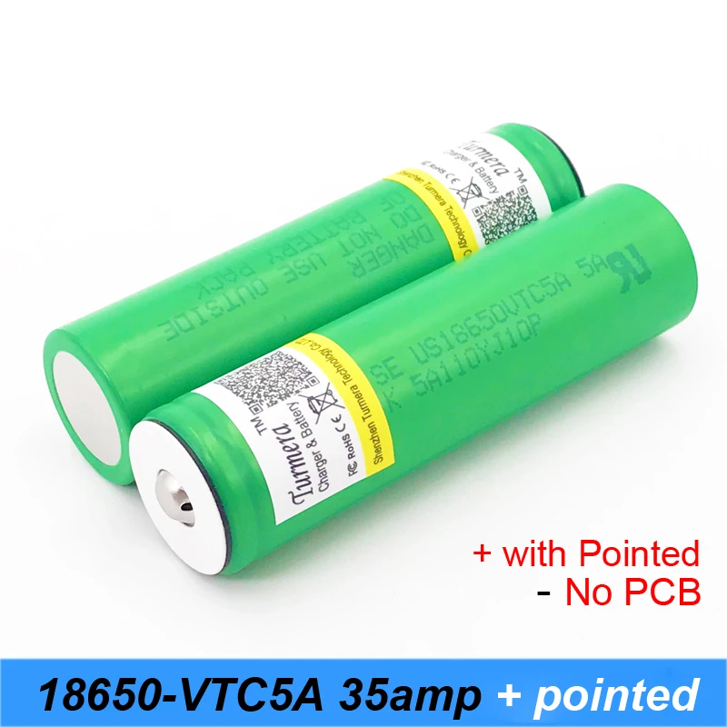 VTC5A TMax 40 ампер импульсный 60A разряд 3,6 В US18650VTC5A с заостренным 2600 мАч высокий расход 40A аккумулятор для использования в электронных сигаретах