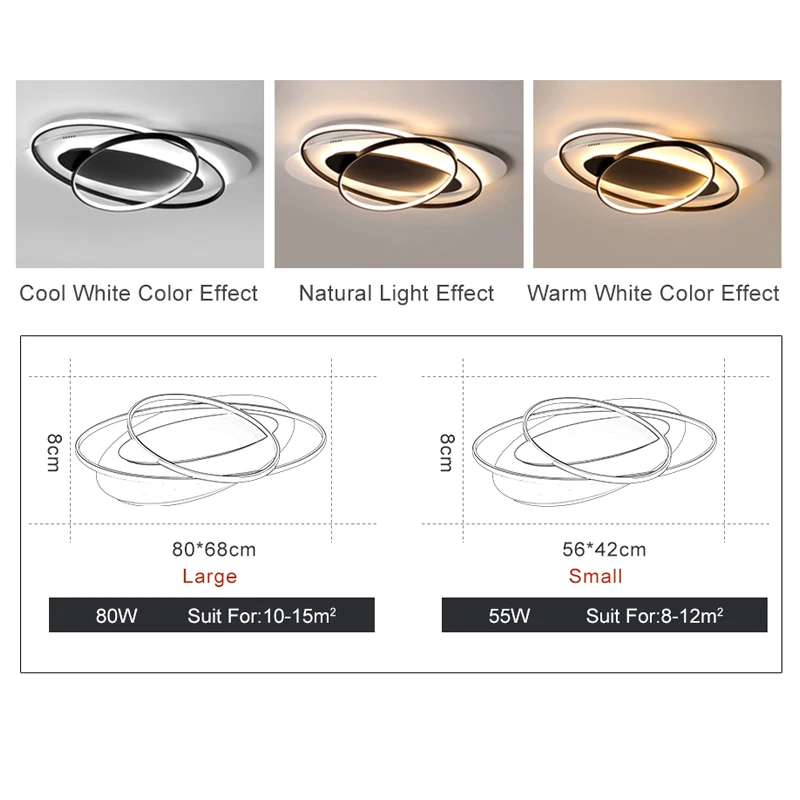 

Modern led chandelier for living room dining room bedroom study black and white aluminum chandelier light with remote control
