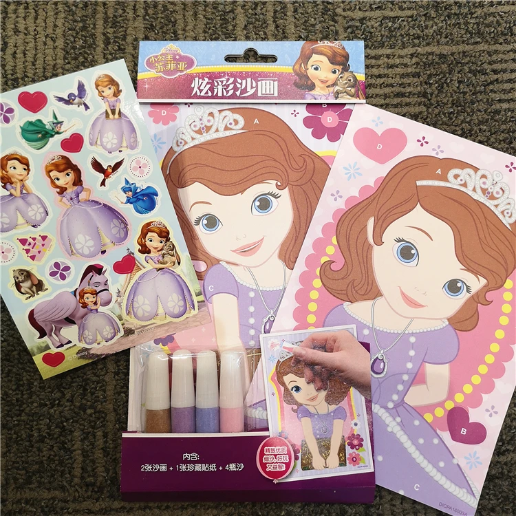Disney Красочный замороженных принцессы Эльзы дети песка картины мультфильм DIY ручной работы для девочек Игрушка Рисунок