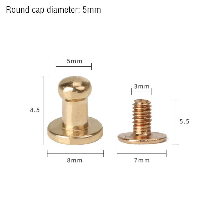 Gold Monk Head 5mm 30 комплектов ручка из металлического сплава, винтовые заклепки, шпильки, поделки своими руками, кожаный ремешок для часов, круглая голова монаха, заклепки, шипы, декоративные пряжки для ногтей - Цвет: Gold Monk Head 5mm
