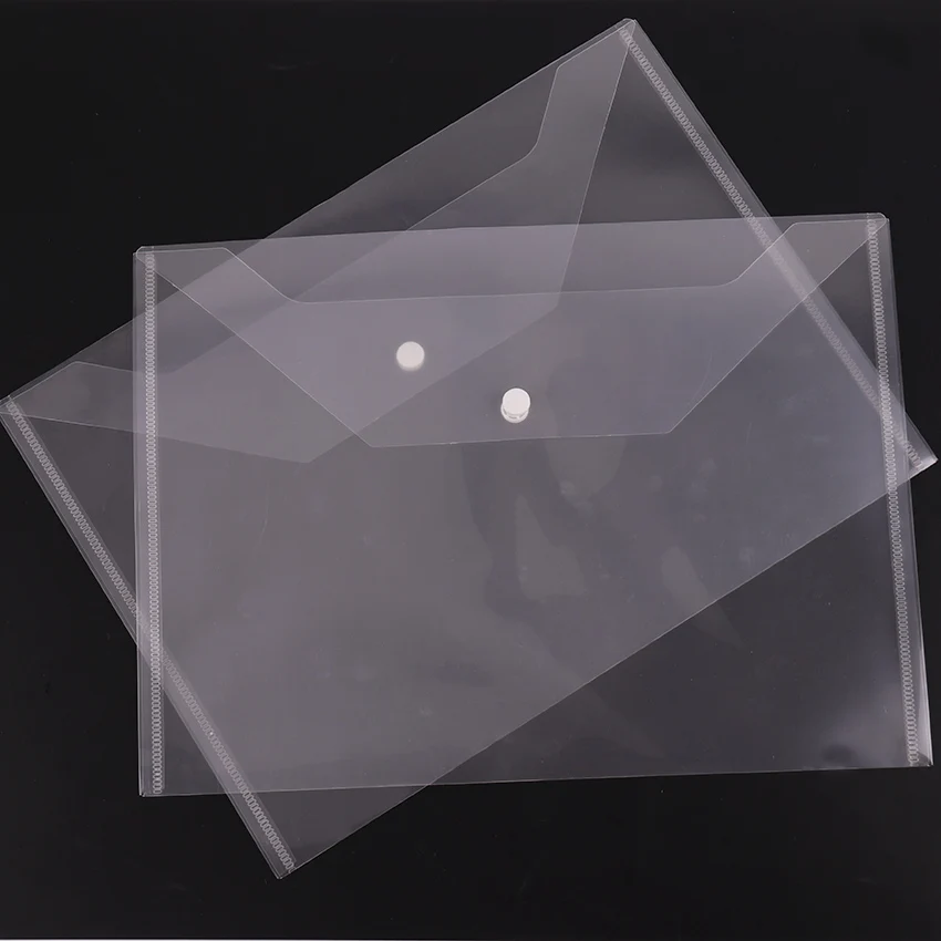 

1PC Cute Fashion Transparent A4 Button Closure Folders Document Filing Bag File Folder Stationery Bag Filing Products