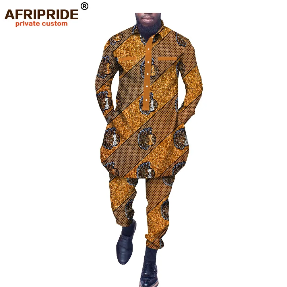 Африка весна и осень брюки набор для мужчин AFRIPRIDE полный рукав однобортный сплит
