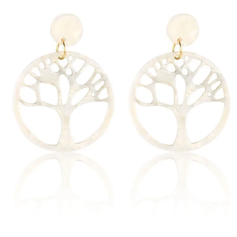 MODEBOX Древо жизни акрил серьги Мути Цвет леопардовые большой круг заявление для