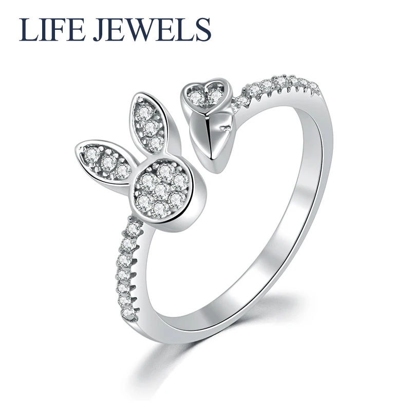 

Authentic 100% 925 Sterling Silver Lovely rabbit Austria Zircon Rings Charm l Women Luxury Valentine's Day Gift Jewelry 18088
