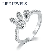 authentic 100 925 sterling silver lovely rabbit austria zircon rings charm l women luxury valentines day gift jewelry 18088