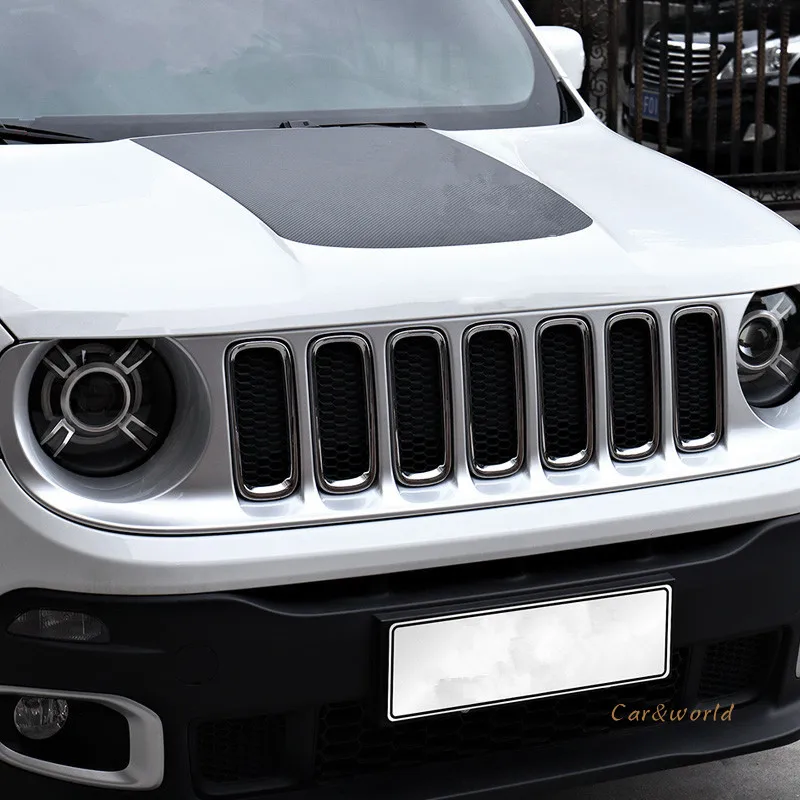 Для Jeep Renegade 2015 2016 2017 ABS Хромированная передняя решетка гриль комплект крышка
