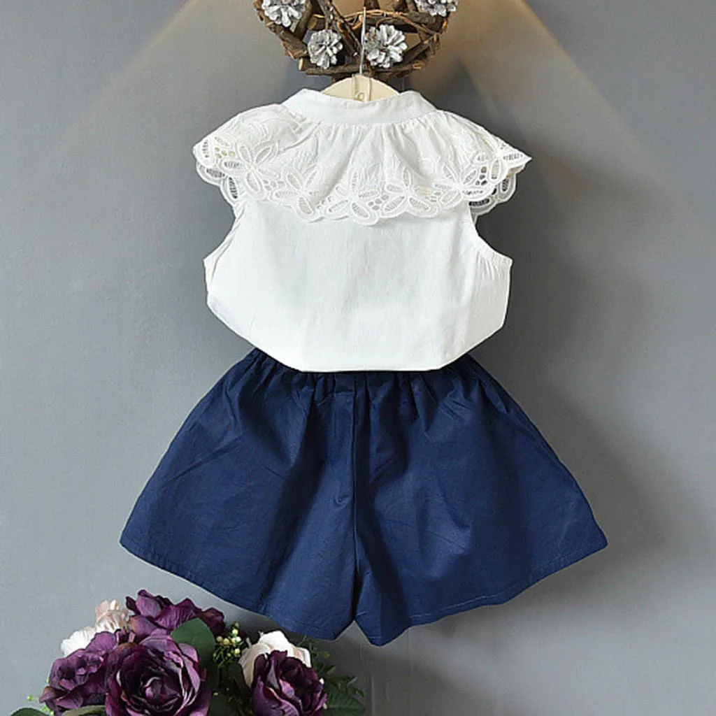 Милая детская одежда для маленьких девочек кружевная рубашка без рукавов с