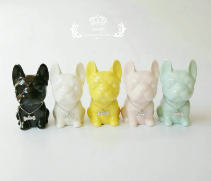 Небольшой керамический бульдог домашний декор ремесел украшения комнаты