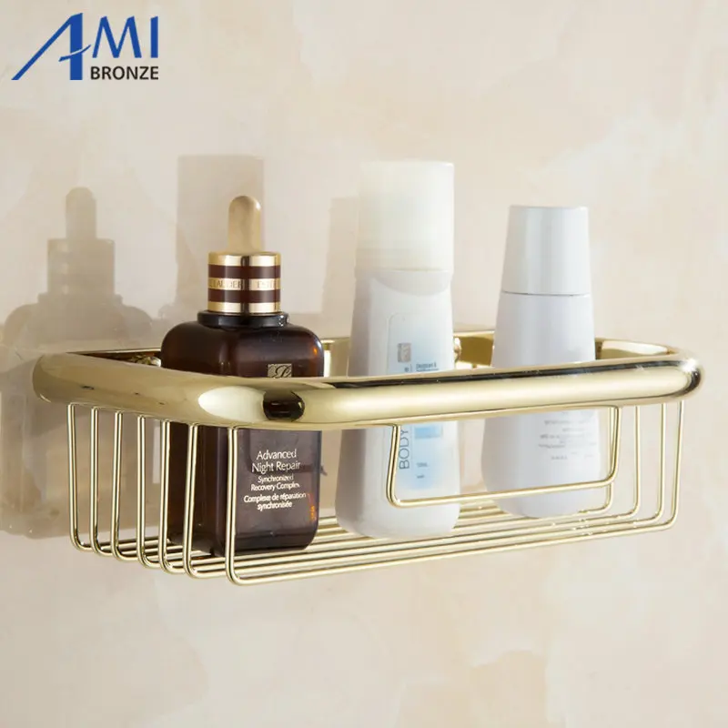 2011 серия квадратные полки для ванной комнаты твердая латунь хром античное золото