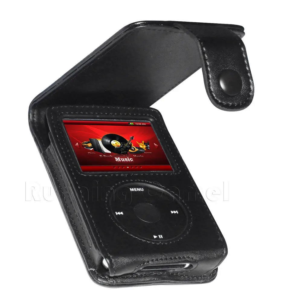 Черный чехол из натуральной кожи для Apple iPod Classic 80 ГБ 120 160 Гб с зажимом