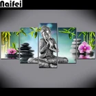 Алмазная 5d-картина из полной смолы, 5 шт., бамбуковые наклейки на стену Будды, орхидеи, воды, дзен, Рождество, украшение, алмазная вышивка