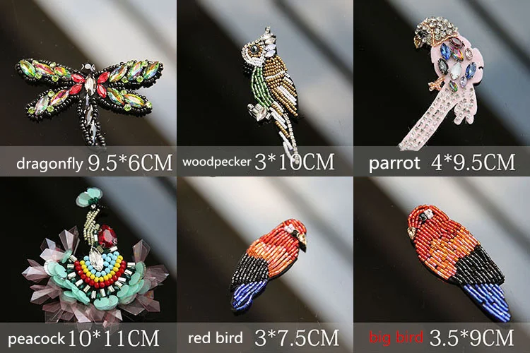 Nice Handmade rhinestone Patches peacock applique embroidery dragonfly sew on dress hat DIY beaded sequin cute parch | Дом и сад