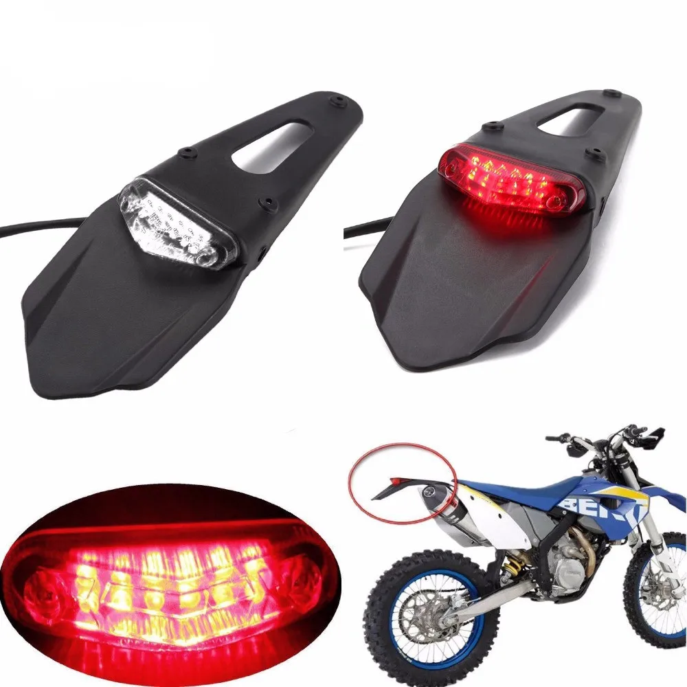 

BC7C 20W Red Clear Motorcycle Enduro Trial Bike Fender 12 LED Brake Stop Rear Tail Light Motorbike Taillights Scooter
