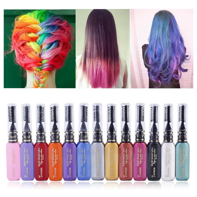 

13 Colors One-time Hair Color Hair Dye Temporary Non-toxic DIY Hair Color Makeup Mascara Dye Cream Solid Maquiagem Hot Sale