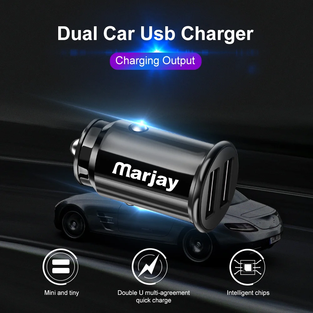 Мини Двойное USB быстрое зарядное устройство автомобильное для Xiaomi Huawei 3.4A