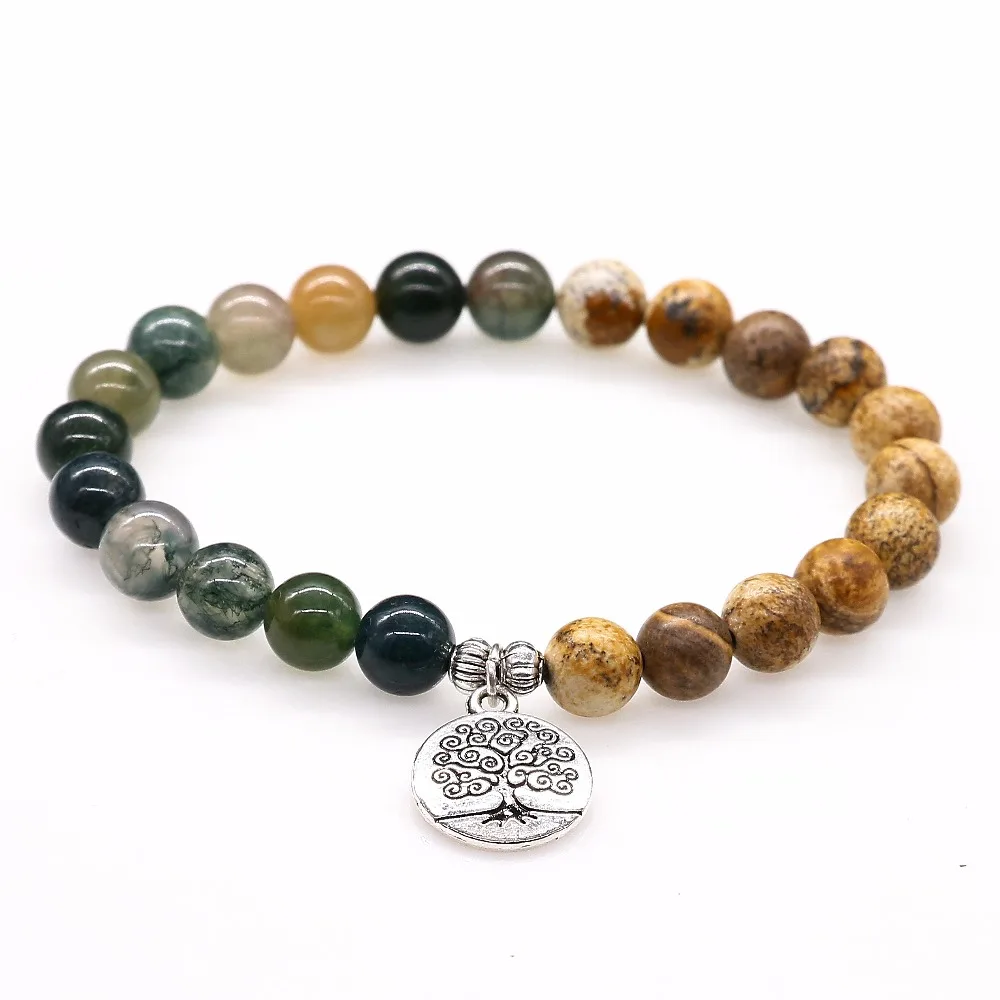 Модные бусины простой стиль индийский оникс с рисунком браслет каменными
