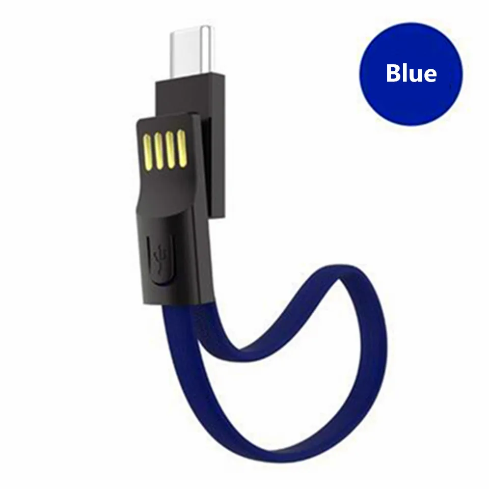 Брелок портативное зарядное устройство USB зарядка для телефона Micro type C кабель для iPhone/type C/Xiaomi/Micro USB телефонный провод для быстрого заряда шнур - Тип штекера: Blue