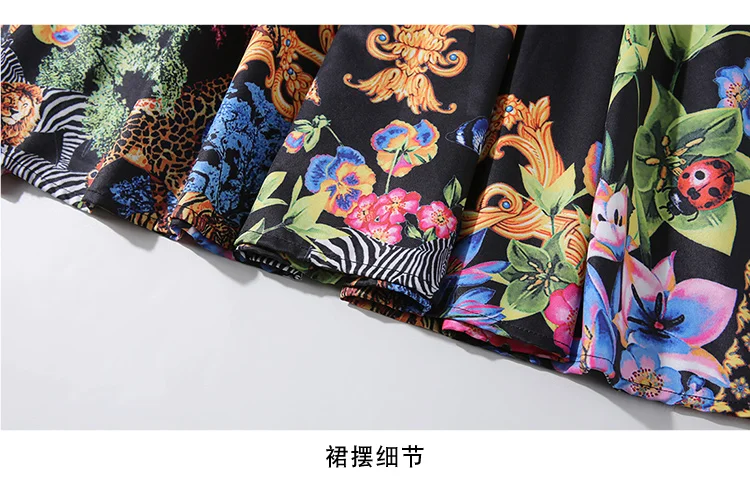 

LUKAXSIKAX New Arrival 2019 Spring Summer Women Dress High Quality Retro Print Runway Shirt Dress Elegant Long Dress